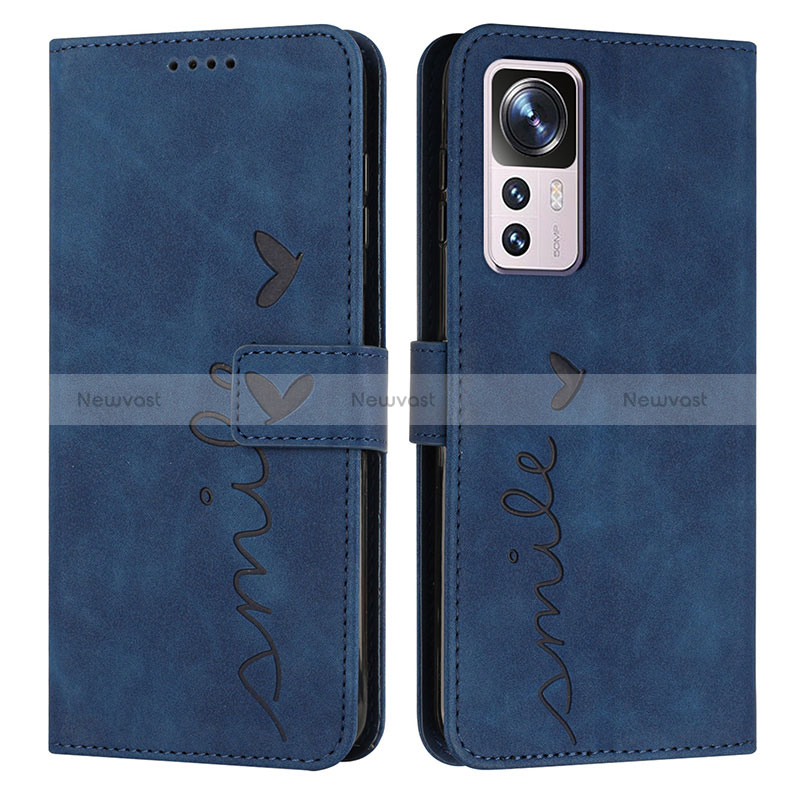 Leather Case Stands Flip Cover Holder Y03X for Xiaomi Redmi K50 Ultra 5G Blue