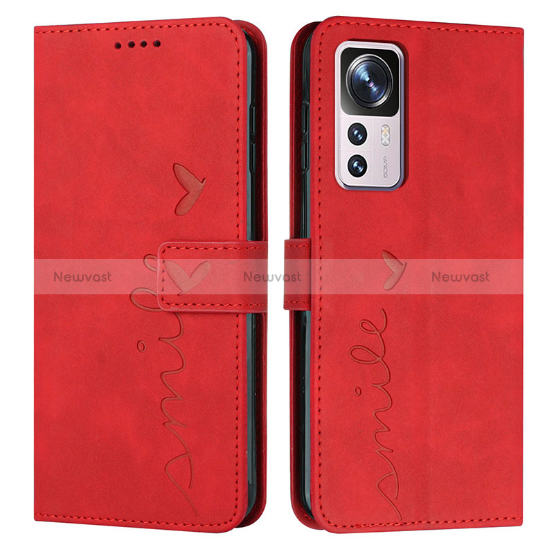 Leather Case Stands Flip Cover Holder Y03X for Xiaomi Redmi K50 Ultra 5G Red