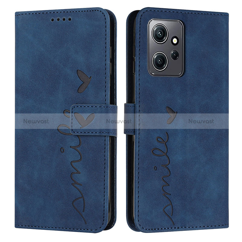 Leather Case Stands Flip Cover Holder Y03X for Xiaomi Redmi Note 12 4G Blue