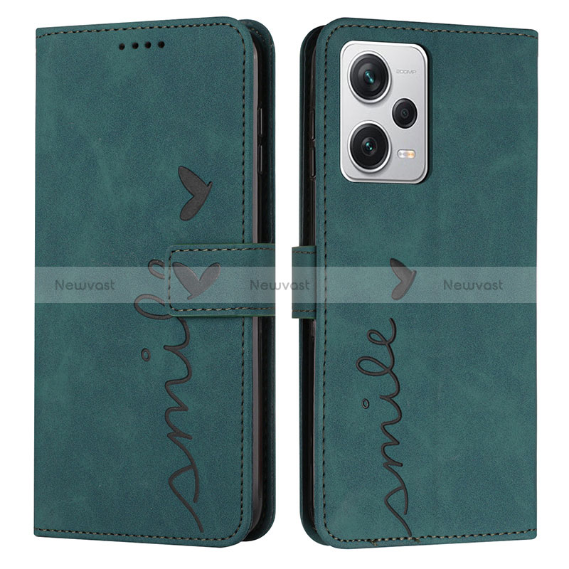 Leather Case Stands Flip Cover Holder Y03X for Xiaomi Redmi Note 12 Pro 5G Green