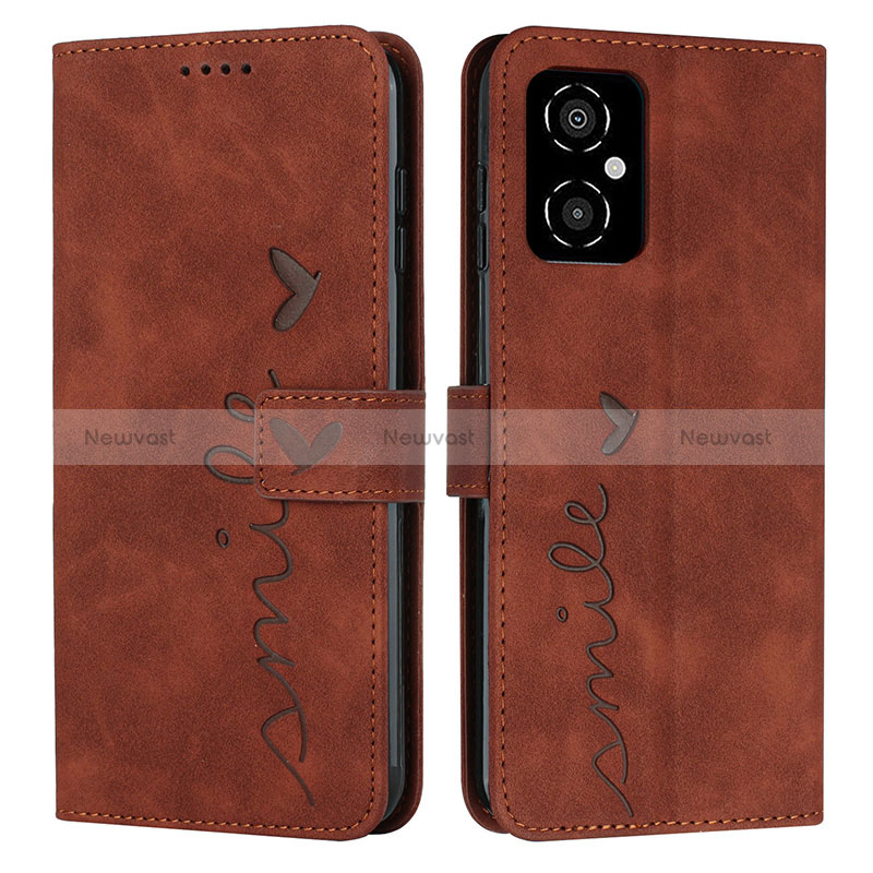 Leather Case Stands Flip Cover Holder Y03X for Xiaomi Redmi Note 12R Pro 5G Brown