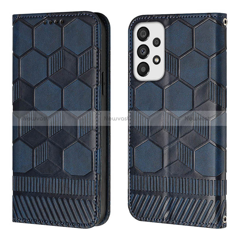 Leather Case Stands Flip Cover Holder Y04B for Samsung Galaxy A33 5G Blue