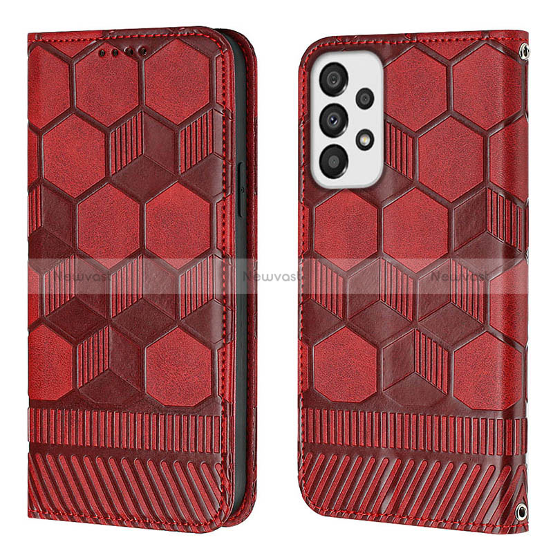 Leather Case Stands Flip Cover Holder Y04B for Samsung Galaxy A33 5G Red