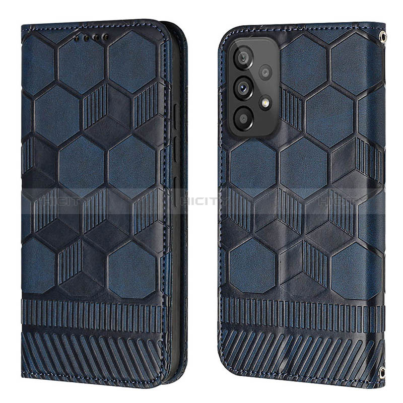 Leather Case Stands Flip Cover Holder Y04B for Samsung Galaxy A73 5G Blue