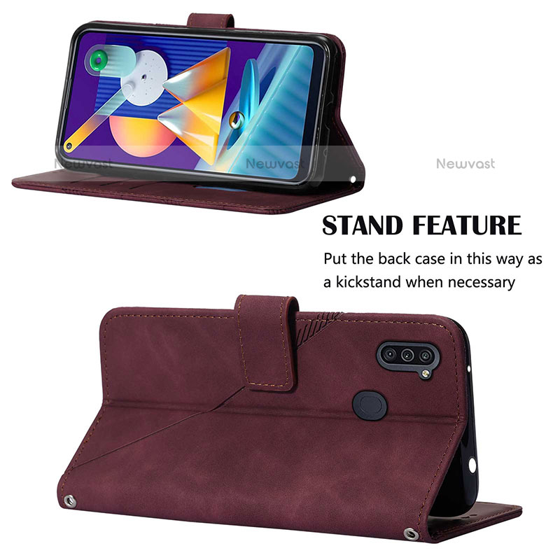 Leather Case Stands Flip Cover Holder Y04B for Samsung Galaxy M11