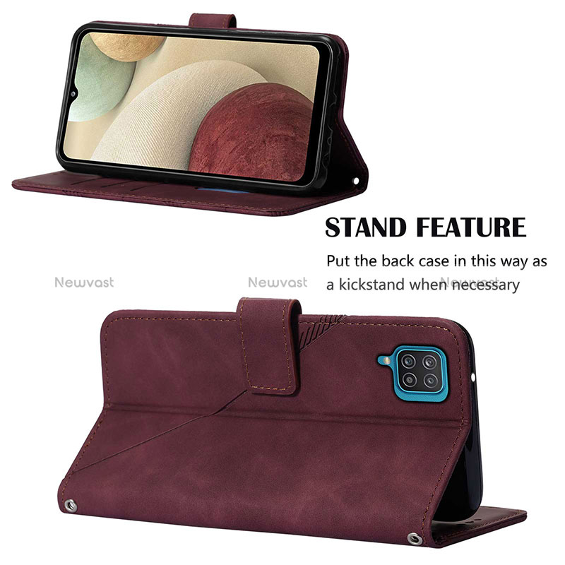 Leather Case Stands Flip Cover Holder Y04B for Samsung Galaxy M12