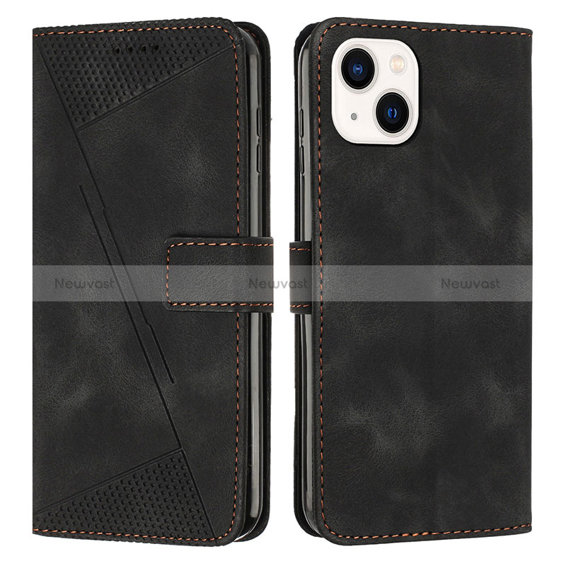 Leather Case Stands Flip Cover Holder Y04X for Apple iPhone 13 Black