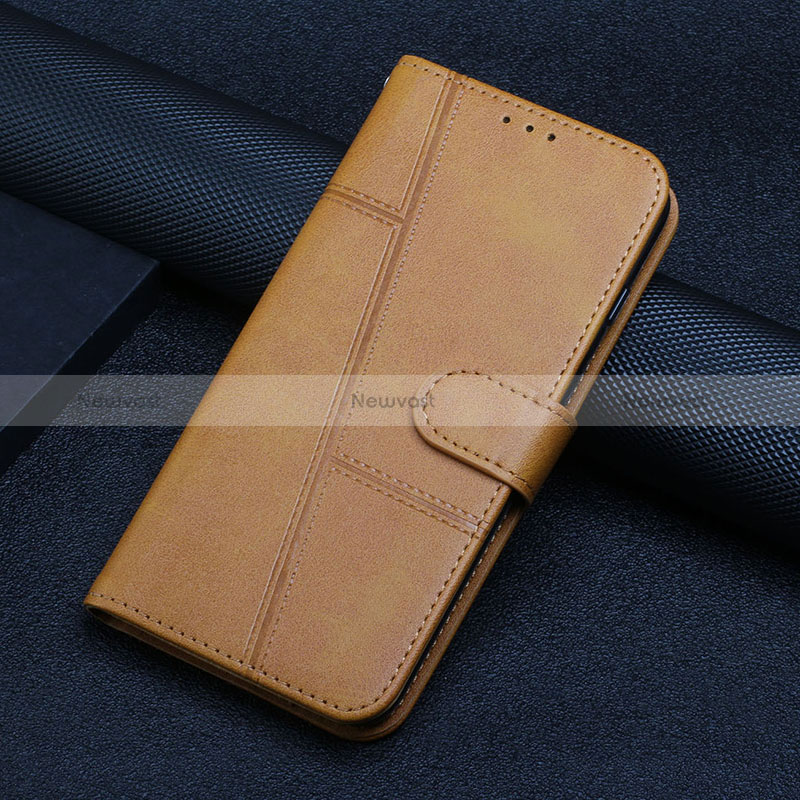 Leather Case Stands Flip Cover Holder Y04X for Google Pixel 7 Pro 5G Light Brown