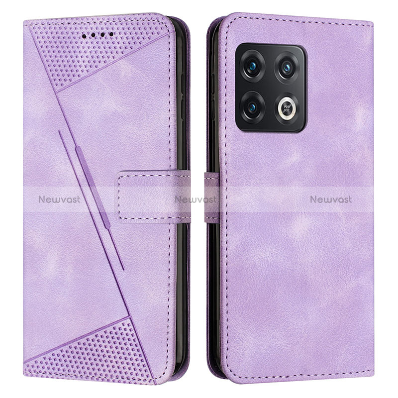 Leather Case Stands Flip Cover Holder Y04X for OnePlus 10 Pro 5G Purple