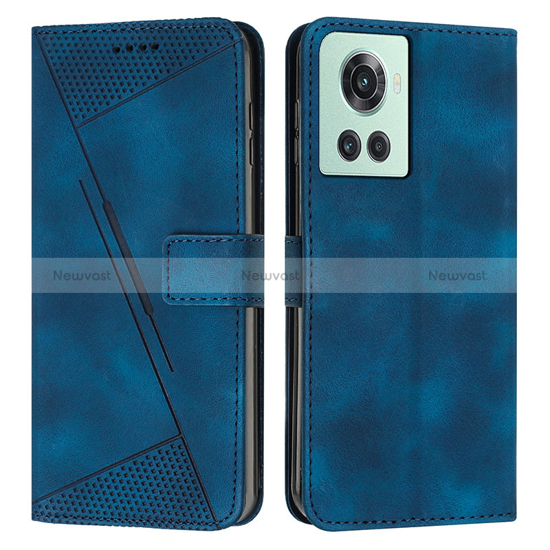 Leather Case Stands Flip Cover Holder Y04X for OnePlus 10R 5G Blue