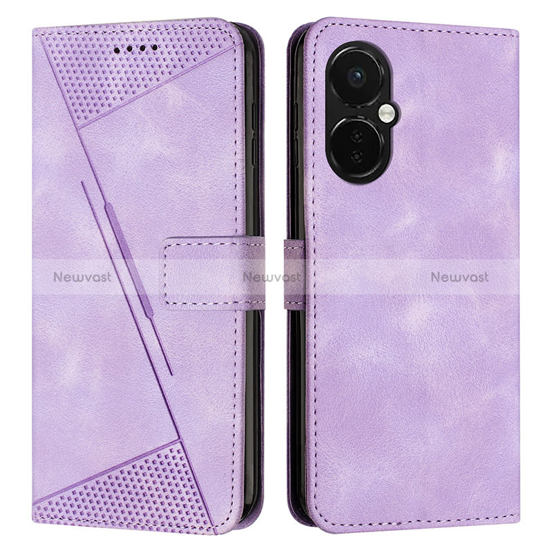 Leather Case Stands Flip Cover Holder Y04X for OnePlus Nord CE 3 5G Purple