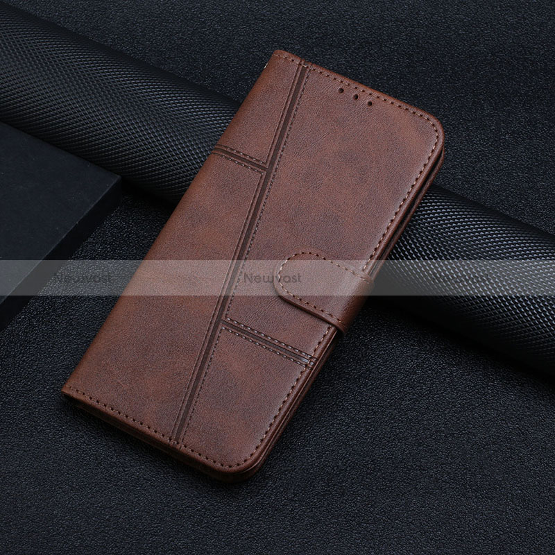 Leather Case Stands Flip Cover Holder Y04X for Oppo Reno10 Pro+ Plus 5G Brown