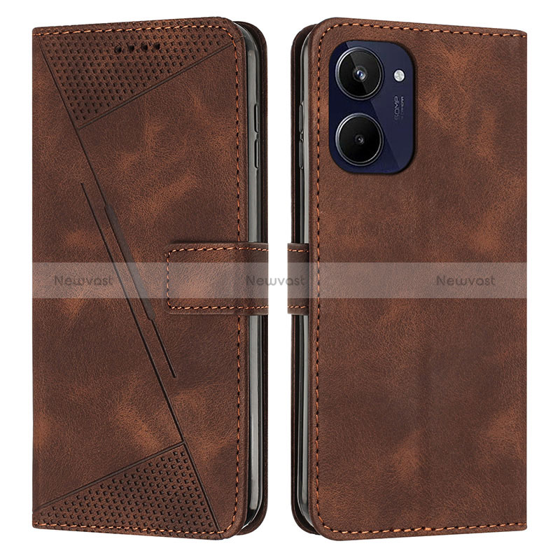 Leather Case Stands Flip Cover Holder Y04X for Realme 10 4G Brown