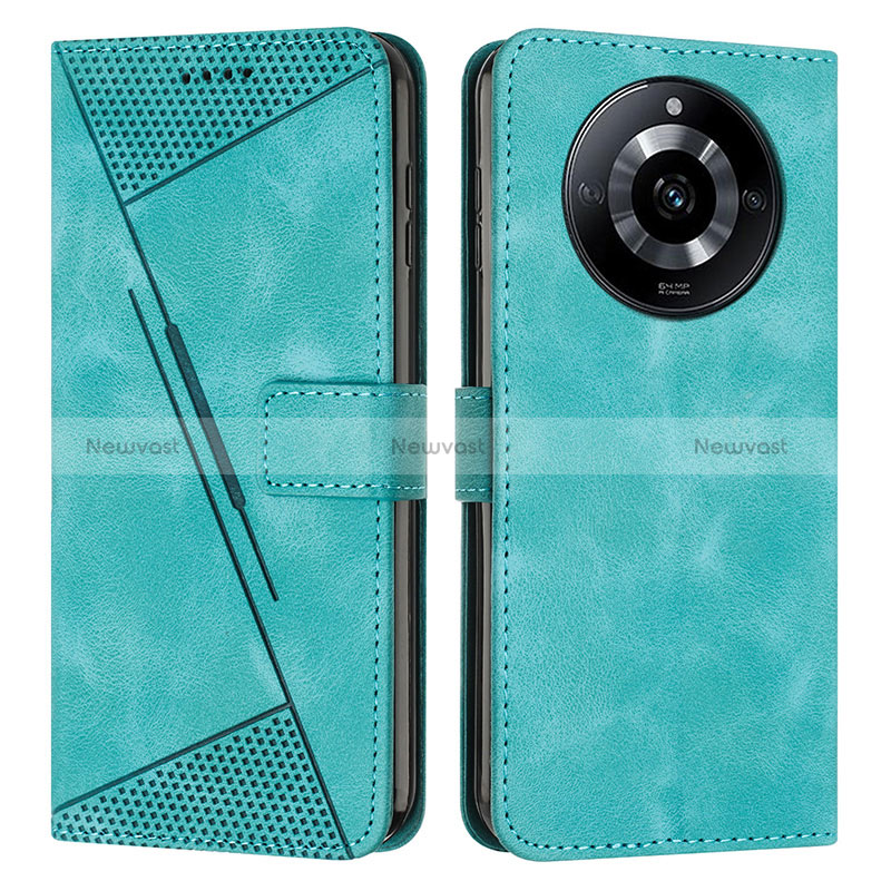 Leather Case Stands Flip Cover Holder Y04X for Realme 11 Pro 5G Green