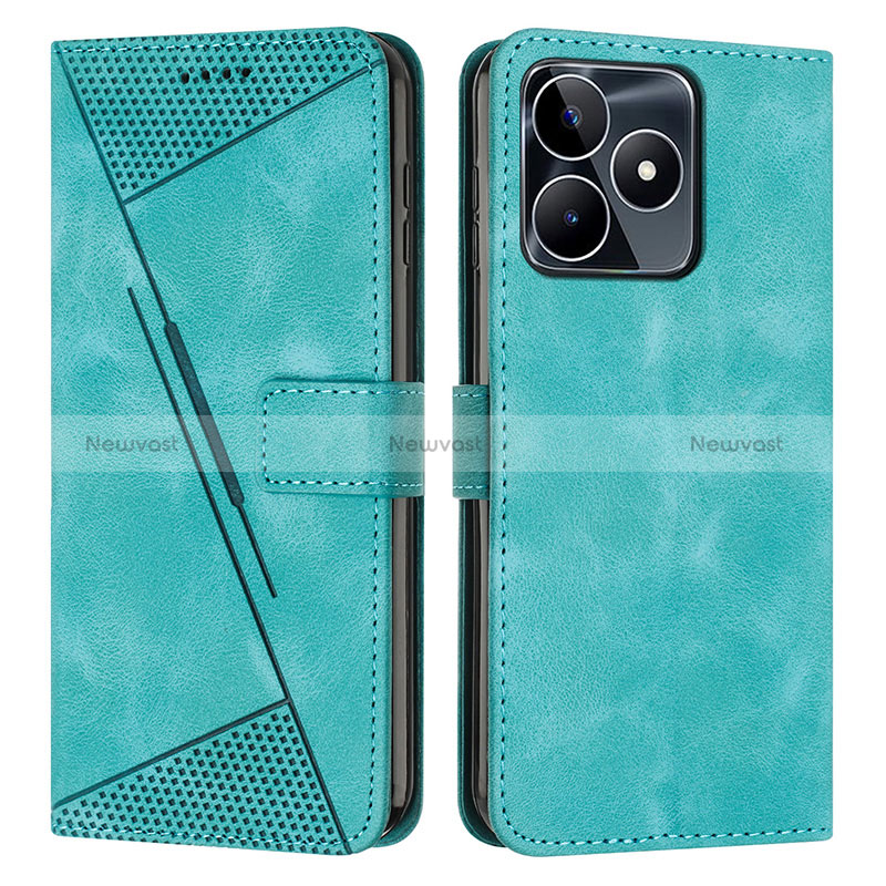 Leather Case Stands Flip Cover Holder Y04X for Realme C51 Green