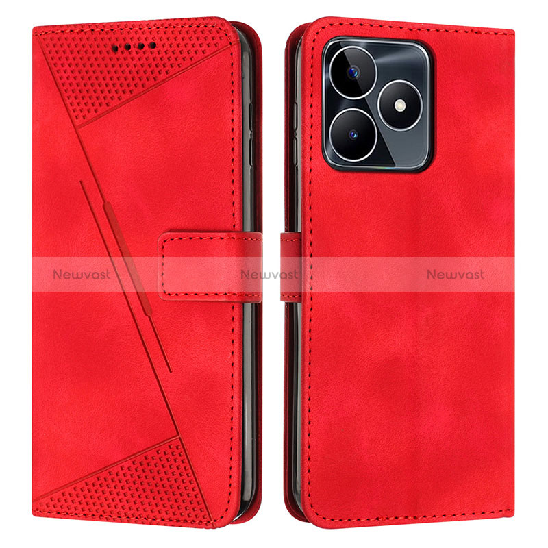 Leather Case Stands Flip Cover Holder Y04X for Realme Narzo N53 Red