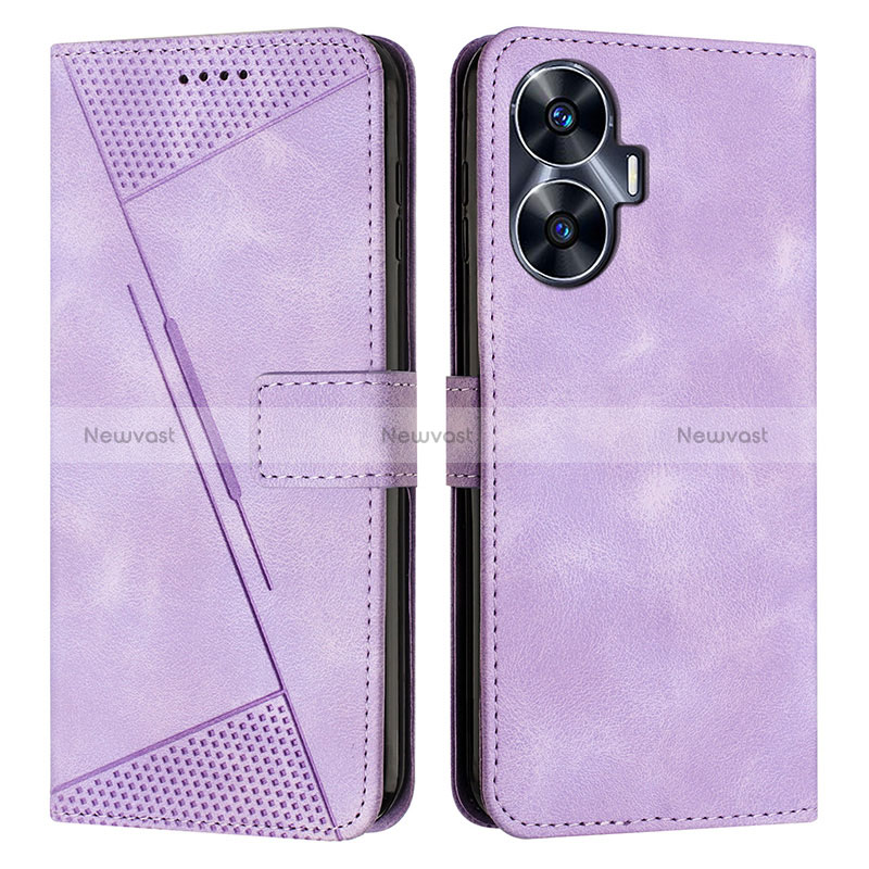 Leather Case Stands Flip Cover Holder Y04X for Realme Narzo N55 Purple