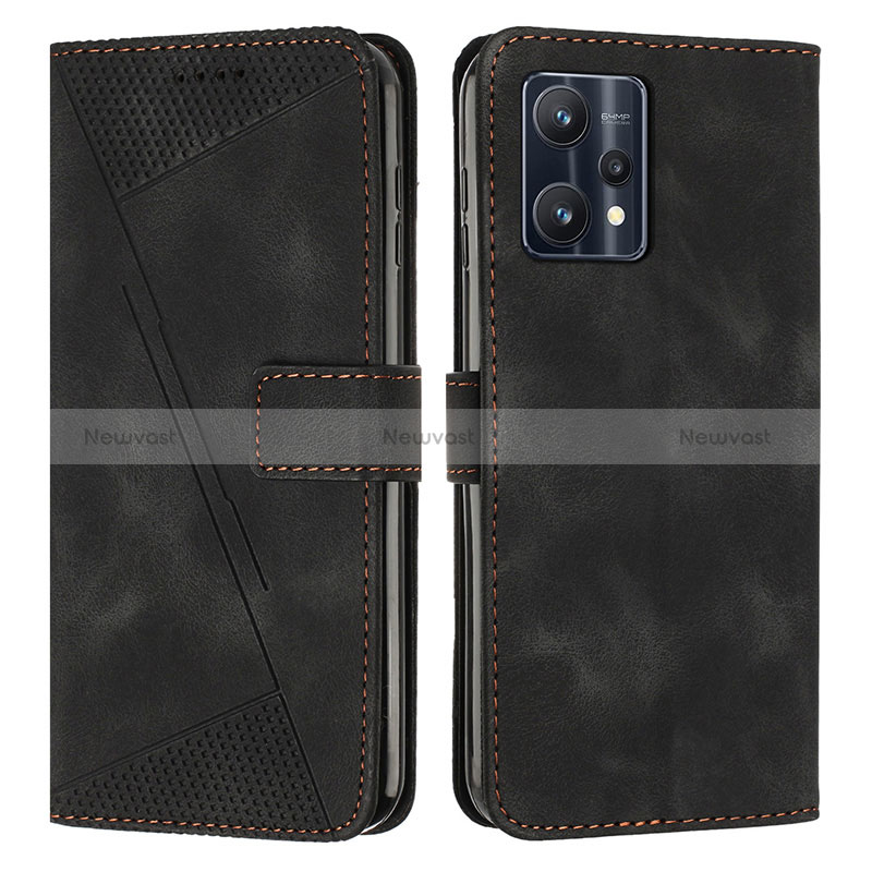 Leather Case Stands Flip Cover Holder Y04X for Realme V25 5G Black