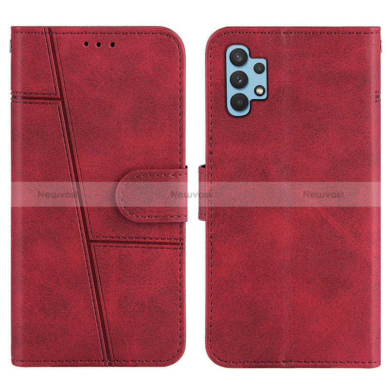 Leather Case Stands Flip Cover Holder Y04X for Samsung Galaxy A32 5G Red