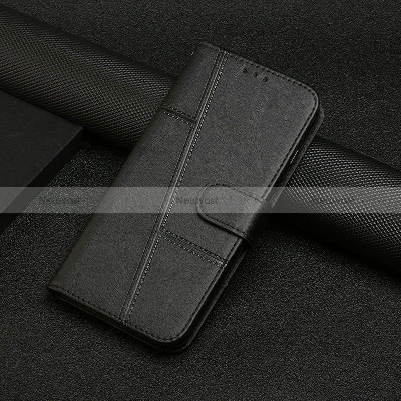 Leather Case Stands Flip Cover Holder Y04X for Samsung Galaxy M02s Black