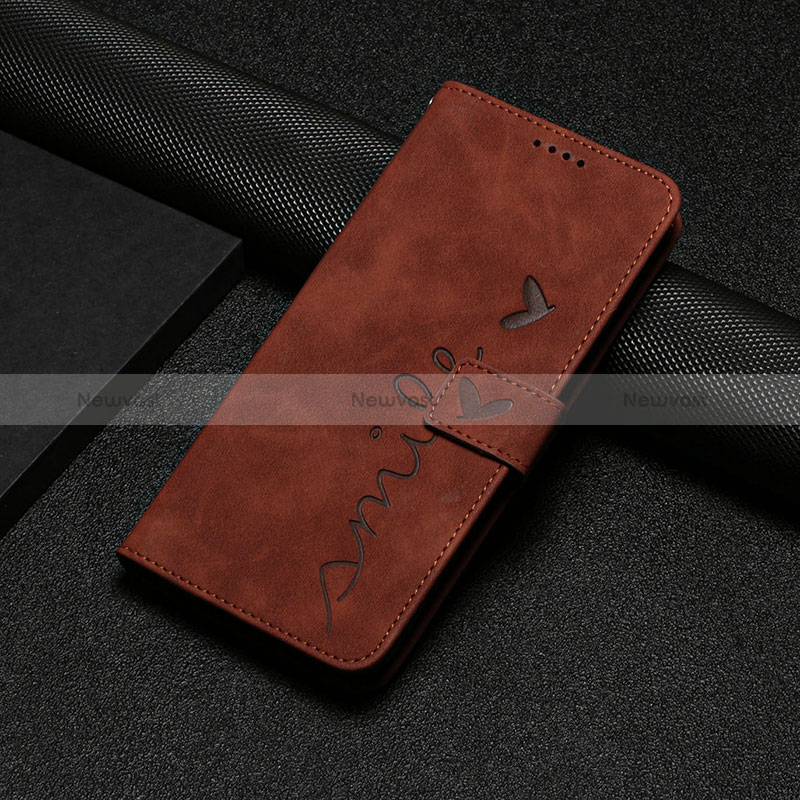 Leather Case Stands Flip Cover Holder Y04X for Xiaomi Poco C55 Brown