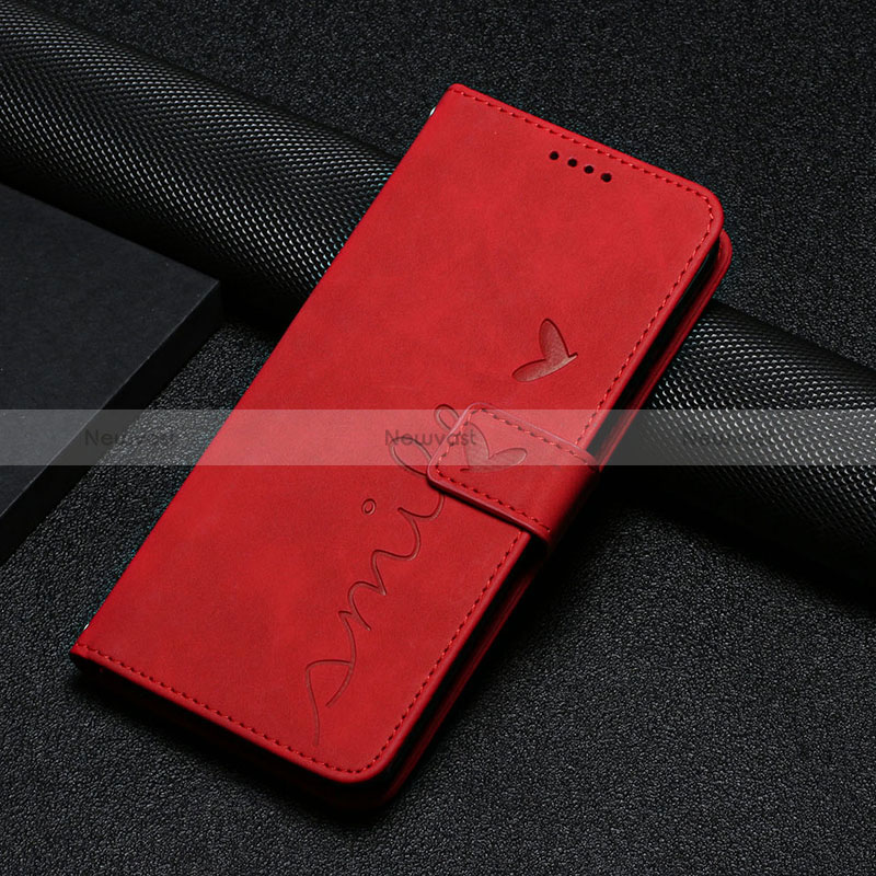 Leather Case Stands Flip Cover Holder Y04X for Xiaomi Poco C55 Red