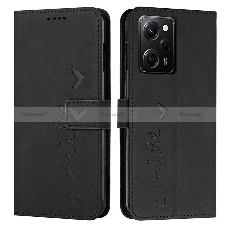 Leather Case Stands Flip Cover Holder Y04X for Xiaomi Poco X5 Pro 5G Black