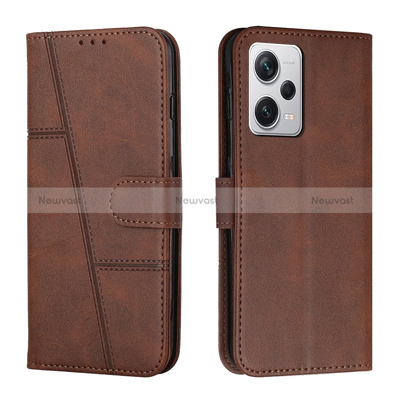 Leather Case Stands Flip Cover Holder Y04X for Xiaomi Redmi Note 12 Explorer Brown
