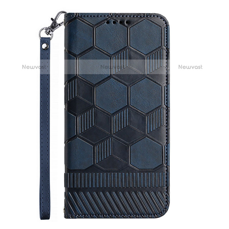 Leather Case Stands Flip Cover Holder Y05B for Samsung Galaxy A02s Blue