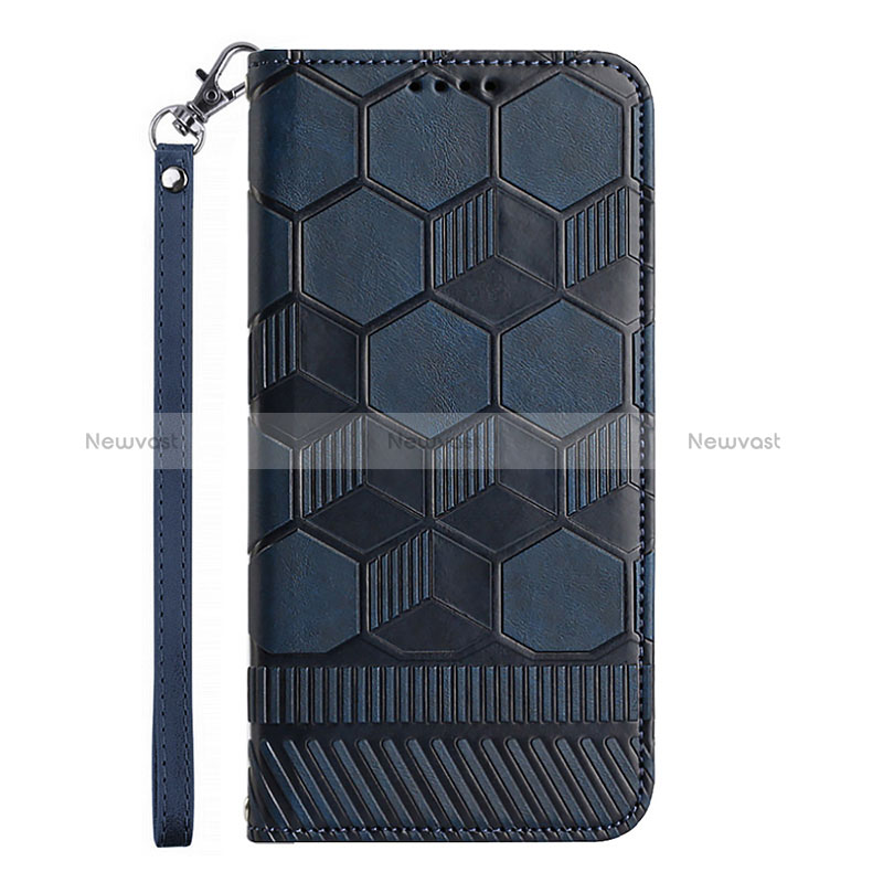 Leather Case Stands Flip Cover Holder Y05B for Samsung Galaxy A03 Blue