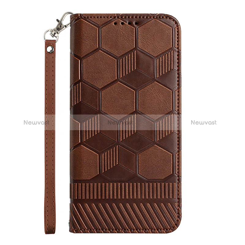 Leather Case Stands Flip Cover Holder Y05B for Samsung Galaxy A23 4G Brown