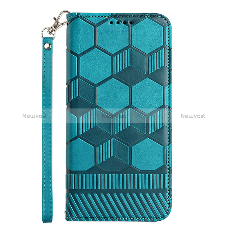 Leather Case Stands Flip Cover Holder Y05B for Samsung Galaxy A23 4G Cyan