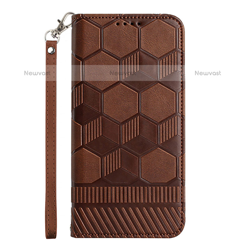 Leather Case Stands Flip Cover Holder Y05B for Samsung Galaxy A23 5G Brown