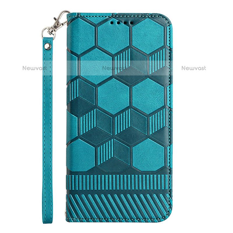 Leather Case Stands Flip Cover Holder Y05B for Samsung Galaxy A23 5G Cyan