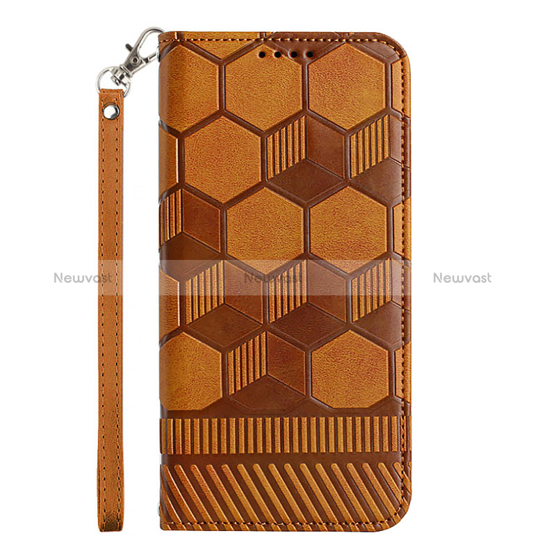 Leather Case Stands Flip Cover Holder Y05B for Samsung Galaxy A33 5G Light Brown