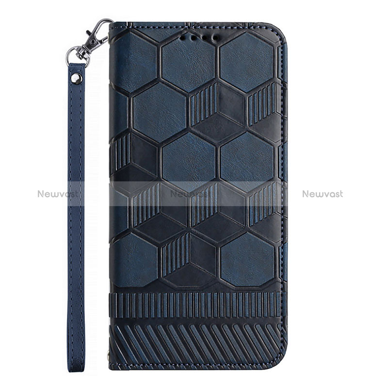Leather Case Stands Flip Cover Holder Y05B for Samsung Galaxy M02s Blue