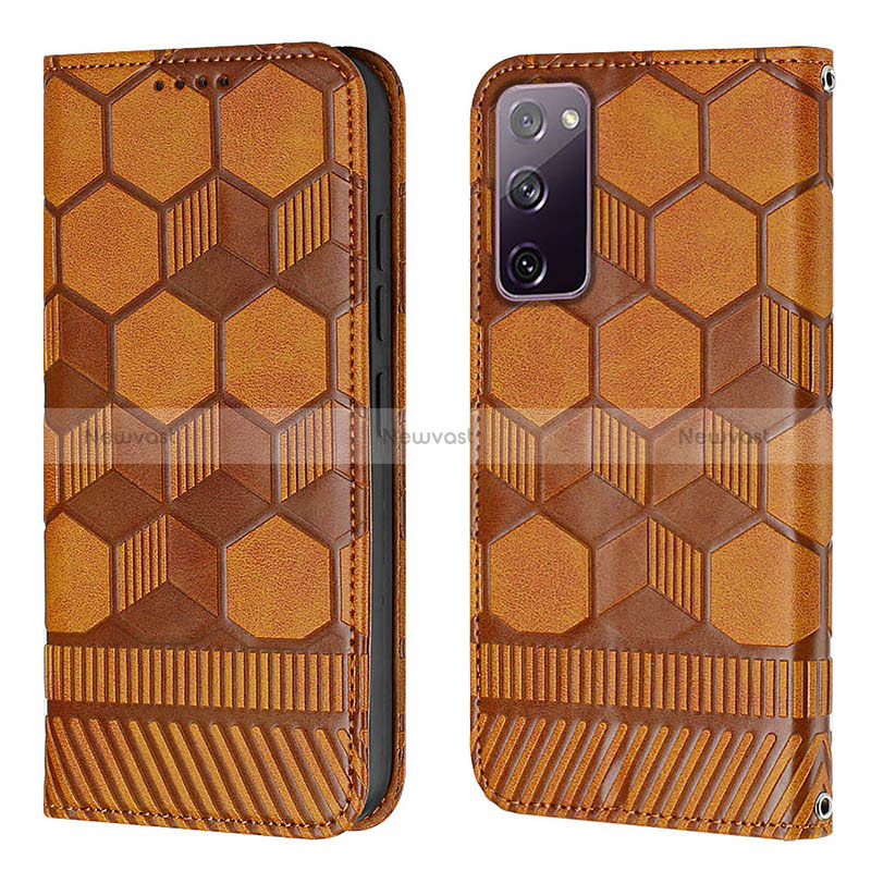 Leather Case Stands Flip Cover Holder Y05B for Samsung Galaxy S20 Lite 5G Light Brown