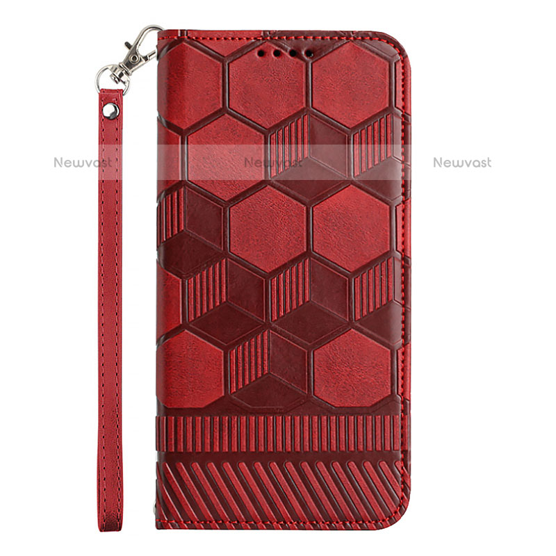 Leather Case Stands Flip Cover Holder Y06B for Samsung Galaxy A12 Red