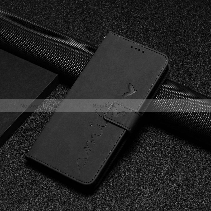 Leather Case Stands Flip Cover Holder Y06X for Motorola Moto Edge 40 5G Black