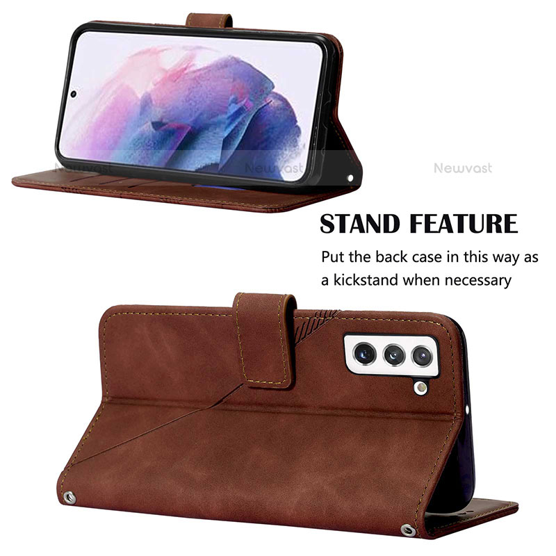 Leather Case Stands Flip Cover Holder Y07B for Samsung Galaxy S21 Plus 5G