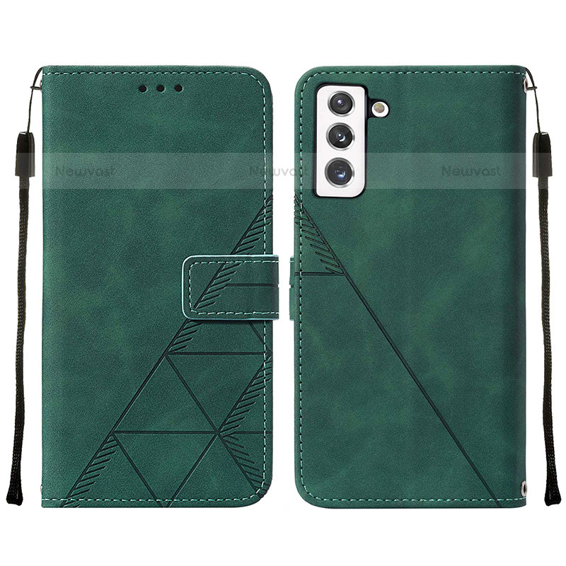 Leather Case Stands Flip Cover Holder Y07B for Samsung Galaxy S21 Plus 5G Green