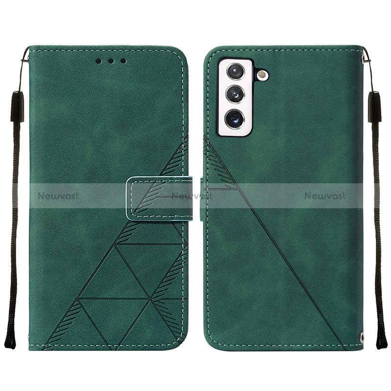 Leather Case Stands Flip Cover Holder Y07B for Samsung Galaxy S24 Plus 5G Green