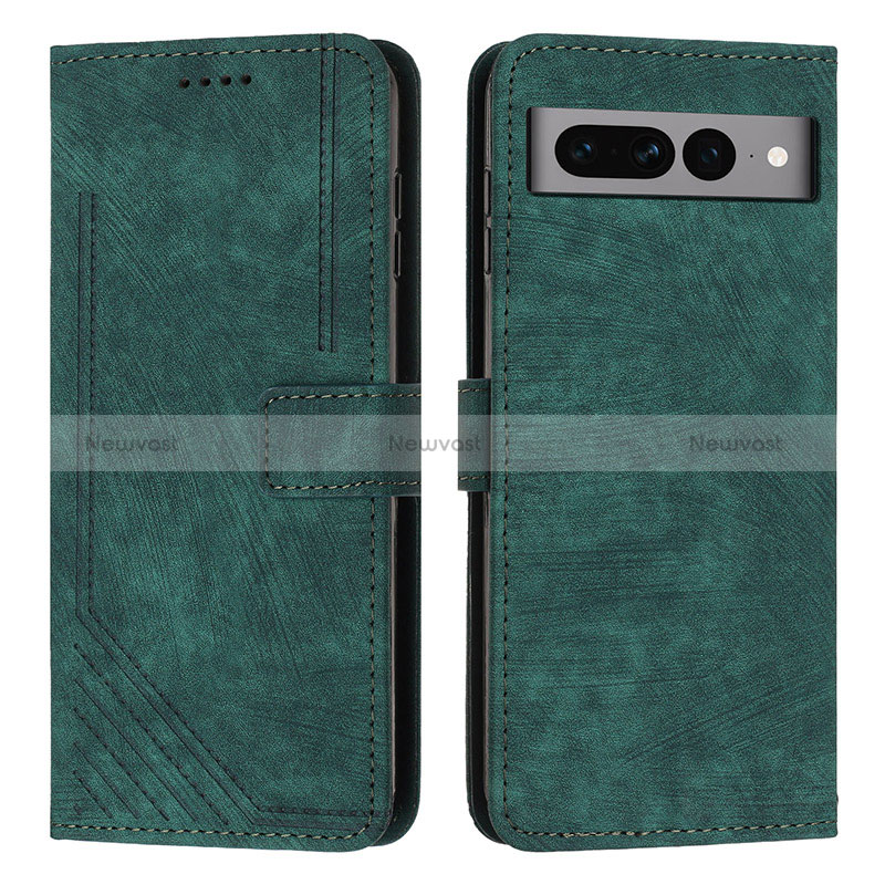 Leather Case Stands Flip Cover Holder Y07X for Google Pixel 7 Pro 5G Green