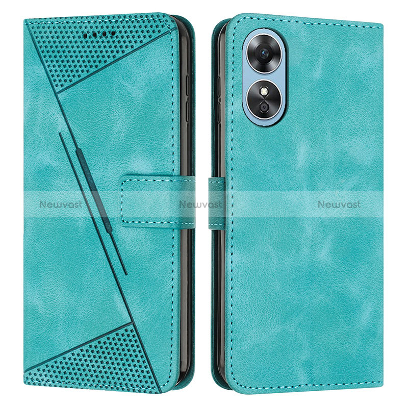 Leather Case Stands Flip Cover Holder Y07X for Huawei Honor X5 Plus Green