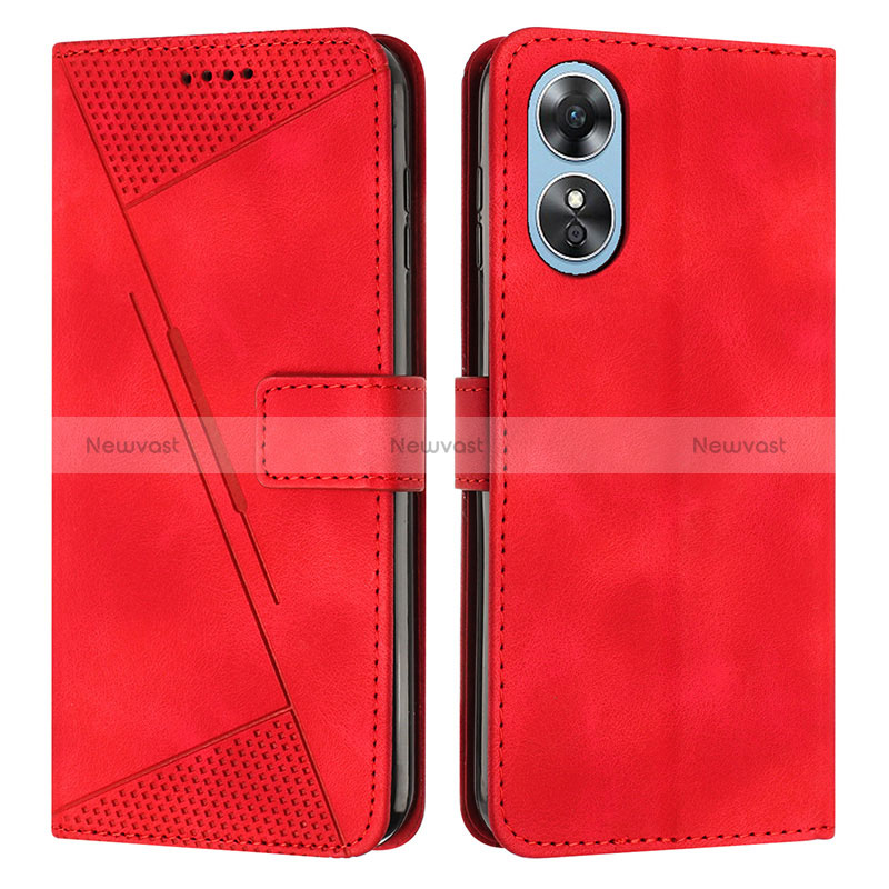 Leather Case Stands Flip Cover Holder Y07X for Huawei Honor X5 Plus Red