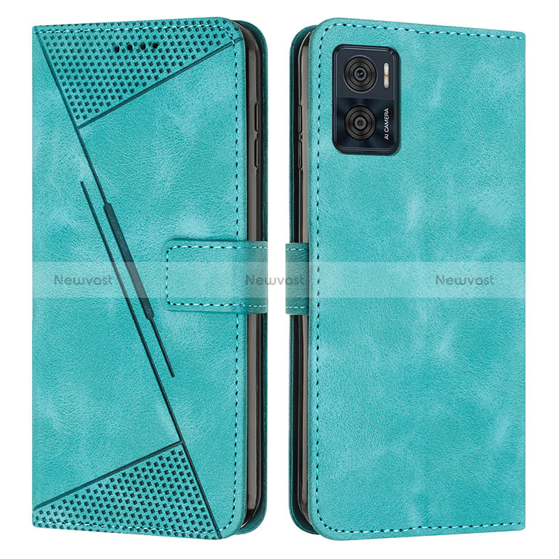 Leather Case Stands Flip Cover Holder Y07X for Motorola Moto E22i Green