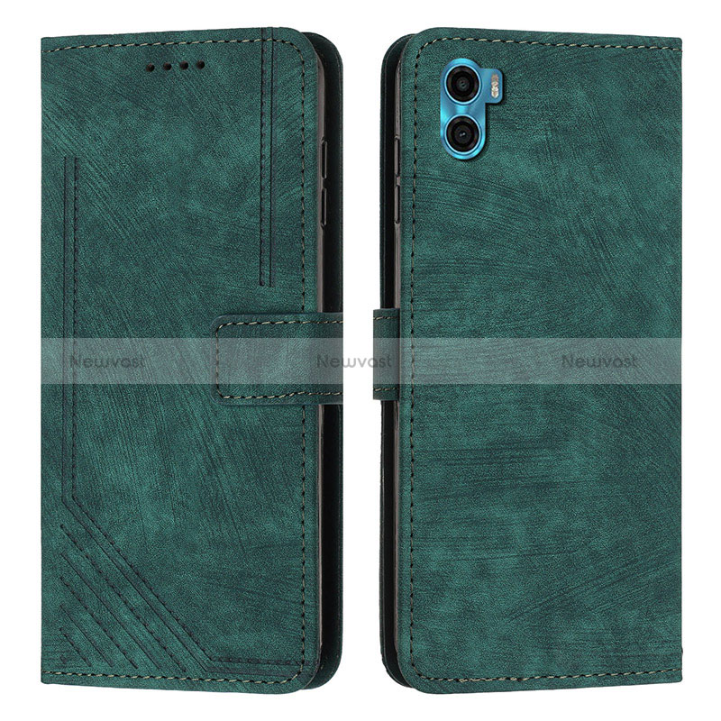 Leather Case Stands Flip Cover Holder Y07X for Motorola Moto E22S Green