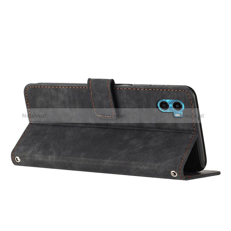 Leather Case Stands Flip Cover Holder Y07X for Motorola Moto E32 India