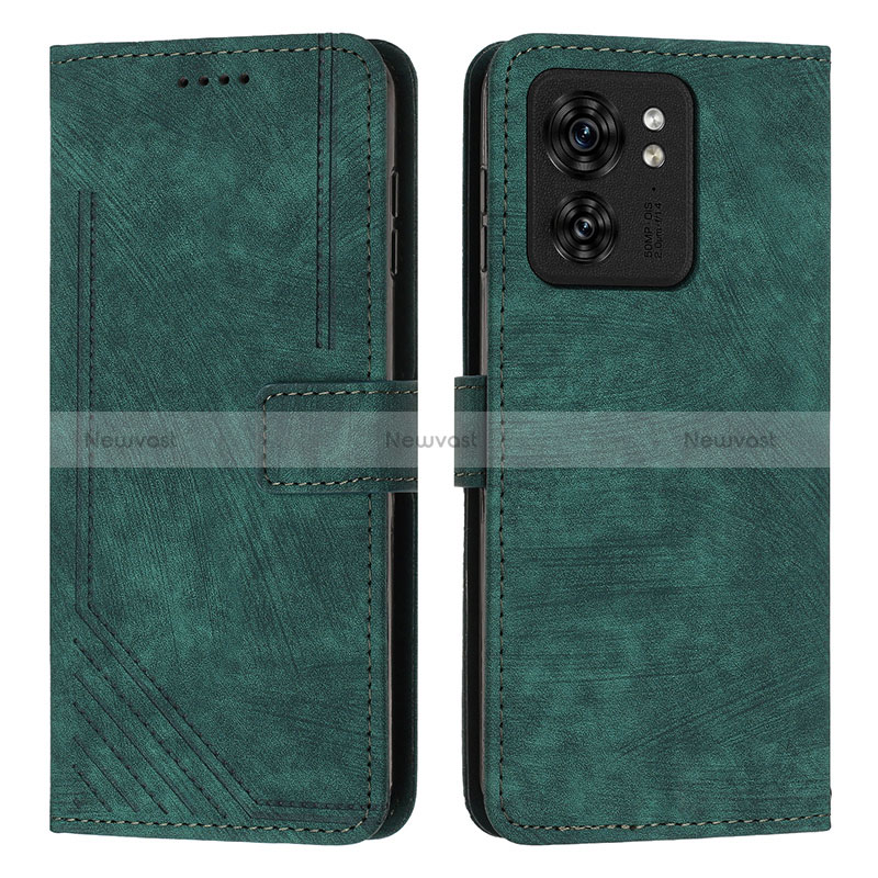 Leather Case Stands Flip Cover Holder Y07X for Motorola Moto Edge (2023) 5G Green