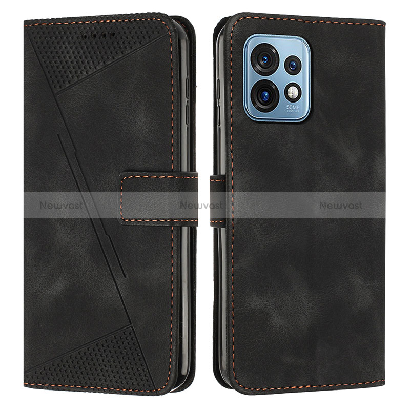 Leather Case Stands Flip Cover Holder Y07X for Motorola Moto Edge 40 Pro 5G Black